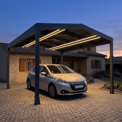 Carport solaire photovoltaïque Design Autoportée 2 pentes - ALSOL