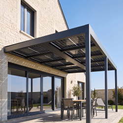 Pergola solaire photovoltaïque Lounge Portrait - ALSOL