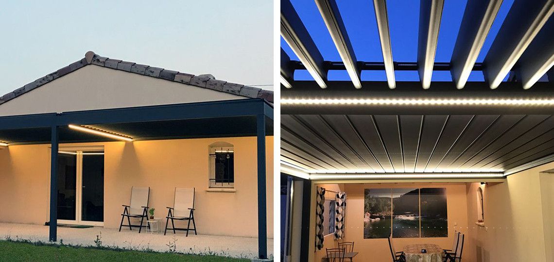 Pergola adossée coin repas